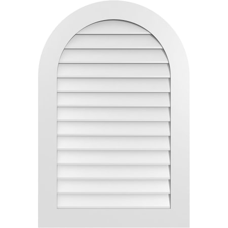 Ekena Millwork Round Top Surface Mount PVC Gable Vent: Non-Functional, w/ 3-1/2"W x 1"P Standard Frame, 28"W x 42"H GVPRT28X4201SN